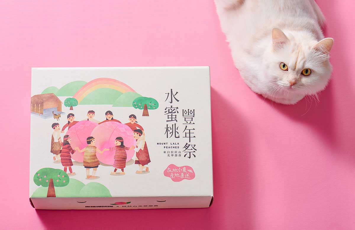 水蜜桃豐年祭禮盒插畫包裝設計