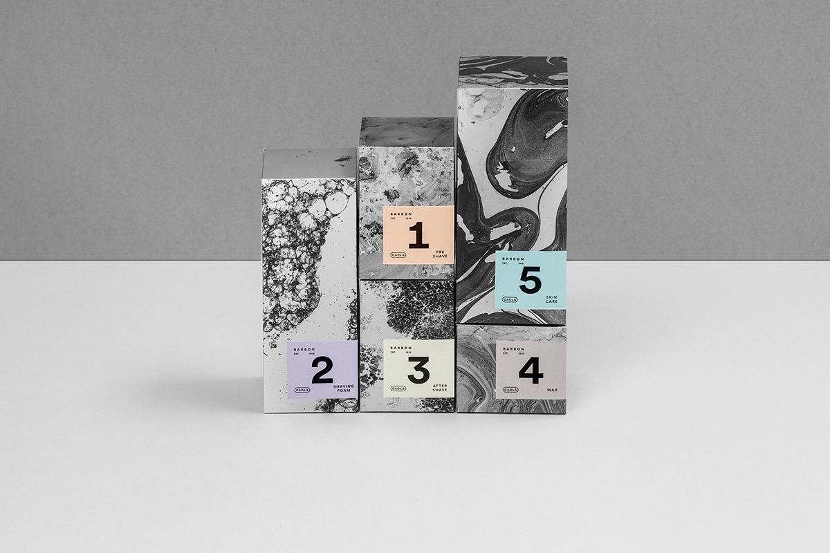 男士剃須系列產品包裝設計，包括全套的護膚化妝品