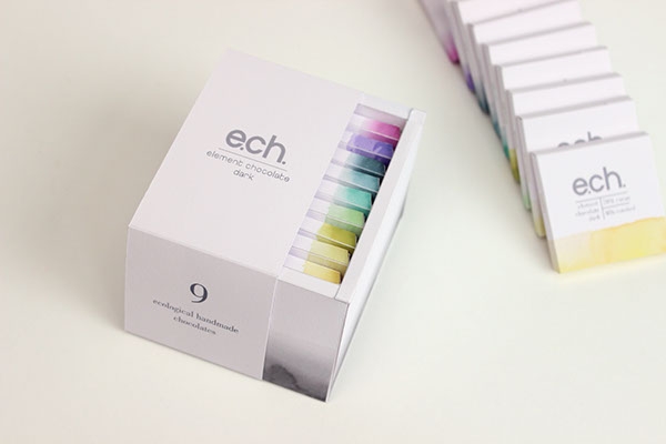 彩色之光， 生態手工巧克力食品包裝設計工程。